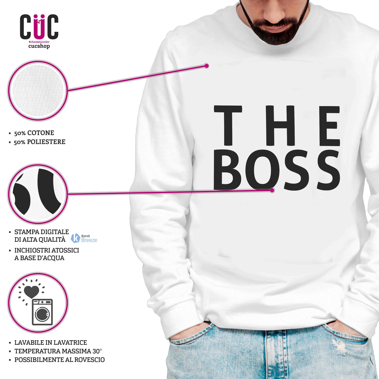 CUC GIROCOLLO SAN VALENTINO THE BOSS - THE REAL BOSS - REGALO PER COPPIA - UNISEX #chooseurcolor