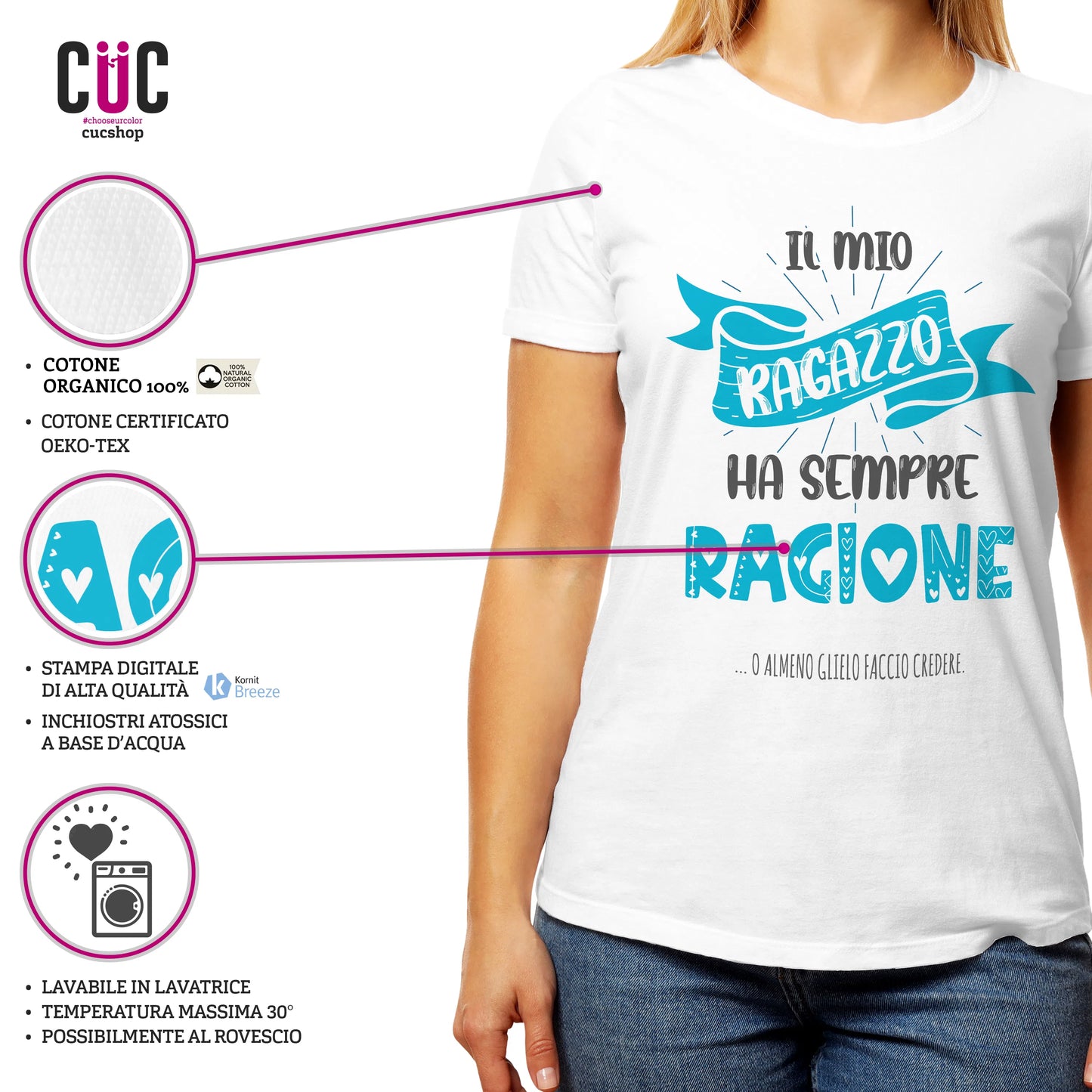 CUC T-SHIRT SAN VALENTINO IL MIO RAGAZZO HA SEMPRE RAGIONE - #chooseurcolor