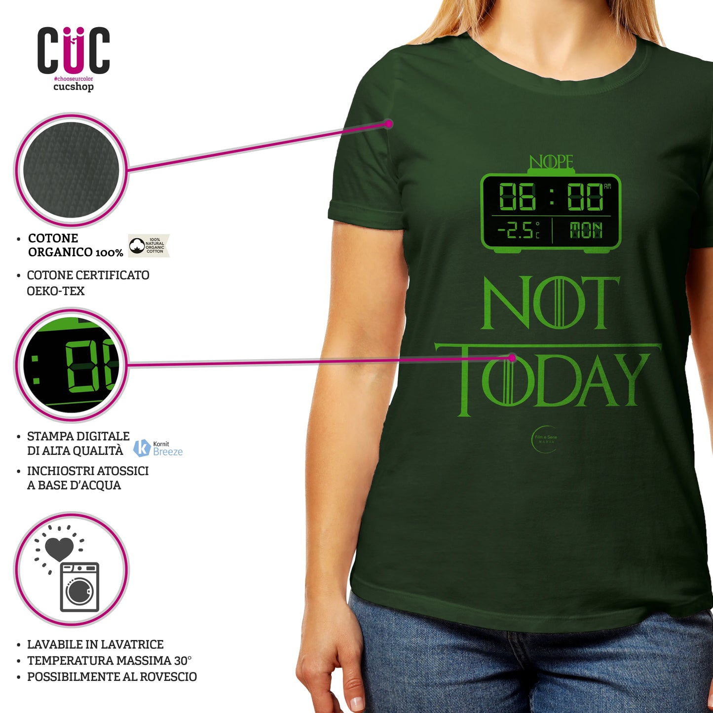 CUC T-SHIRT FILM E SERIE MANIA - NOPE NOT TODAY GAME OF THRONES - SERIE TV #chooseurcolor