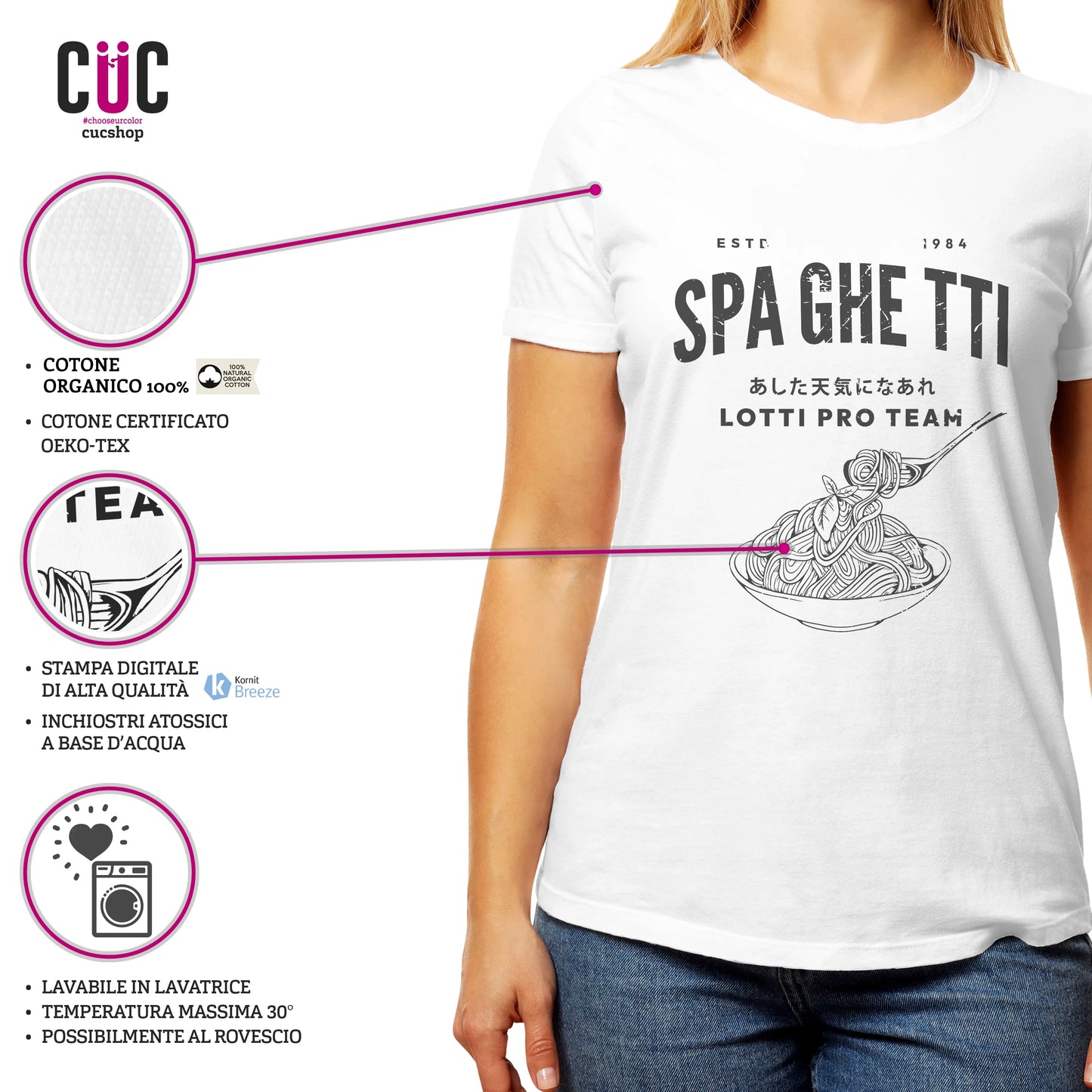 CUC T-SHIRT SPAGHETTI TEAM - LOTTI - TUTTI IN CAMPO CON LOTTI - ANIME MANGA #chooseurcolor