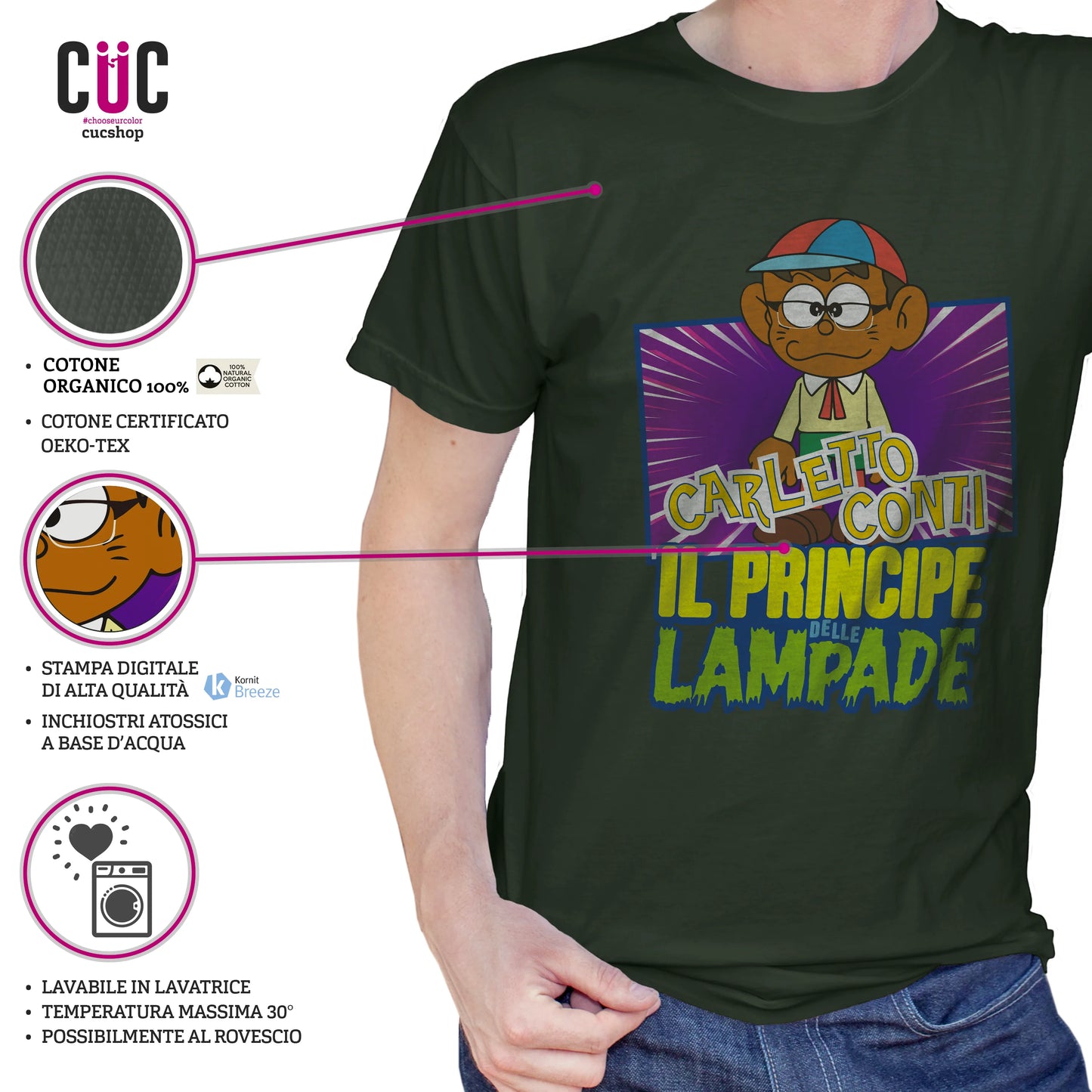 CUC T-SHIRT CARLETTO CONTI - PERSONAGGI FAMOSI - Divertente - Anime -  #chooseurcolor