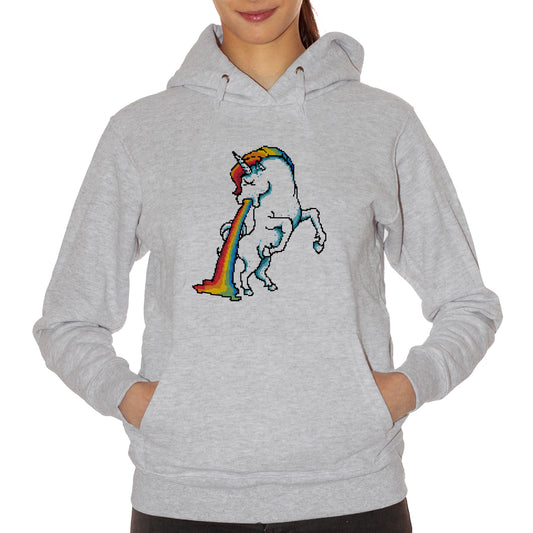 Gray Felpa Cappuccio Unicorn Vomit - Funny Choose ur Color CucShop