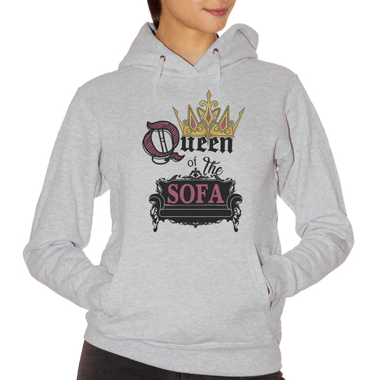 Gray Felpa Cappuccio Queen of the Sofa - Regina Del Divano Frasi Divertenti - Funny Choose ur color CucShop