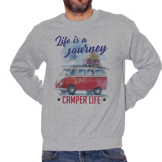 Dark Gray Felpa Girocollo Camper Life - Divertente Vita da Campeggiatori - Funny Choose ur Color CucShop